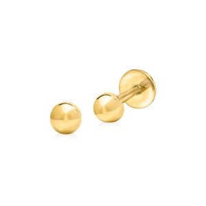 3mm 14kt Yellow Gold Ball Flat-Back Stud Earrings
