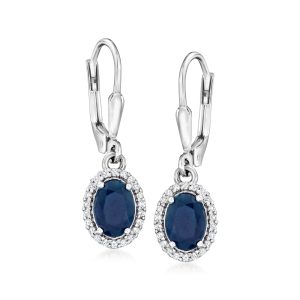 1.90 ct. t.w. Sapphire and .20 ct. t.w. White Topaz Drop Earrings in Sterling Silver