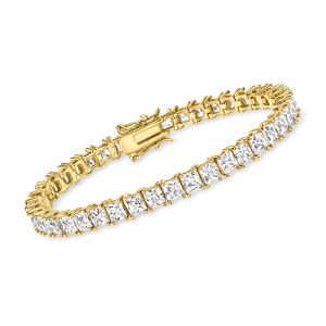 16.00 ct. t.w. Princess-Cut CZ Tennis Bracelet in 18kt Gold Over Sterling