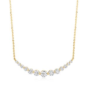 2.00 ct. t.w. Lab-Grown Diamond Curved Bar Necklace in 14kt Yellow Gold