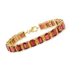 25.00 ct. t.w. Garnet Bracelet with 2.00 ct. t.w. Citrines in 18kt Gold Over Sterling
