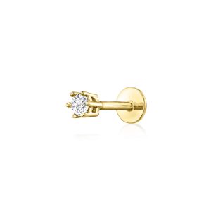 Diamond Single Flat-Back Stud Earring in 14kt Yellow Gold