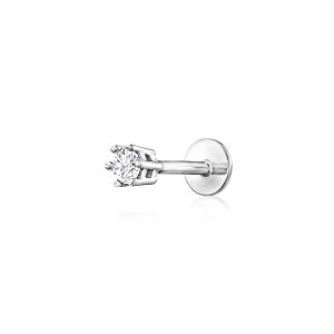 Diamond Single Flat-Back Stud Earring in Sterling Silver