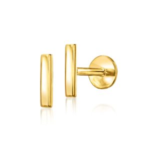 14kt Yellow Gold Bar Flat-Back Stud Earrings
