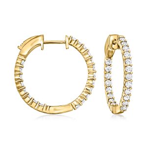 1.00 ct. t.w. Lab-Grown Diamond Inside-Outside Hoop Earrings in 18kt Gold Over Sterling. 3/4"