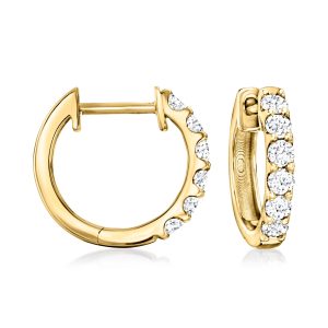 .50 ct. t.w. Lab-Grown Diamond Hoop Earrings in 18kt Gold Over Sterling. 1/2"