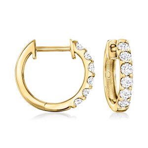 .50 ct. t.w. Lab-Grown Diamond Hoop Earrings in 18kt Gold Over Sterling. 1/2"