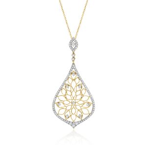 .80 ct. t.w. Diamond Openwork Pendant Necklace in 18kt Gold Over Sterling. 18"