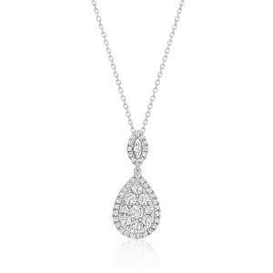 1.00 ct. t.w. Diamond Cluster Pendant Necklace in Sterling Silver. 16"