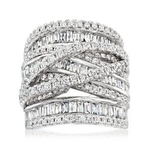 3.33 ct. t.w. Round and Baguette Lab-Grown Diamond Highway Ring in 14kt White Gold