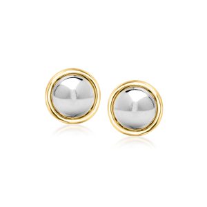 Sterling Silver and 14kt Yellow Gold Domed Stud Earrings