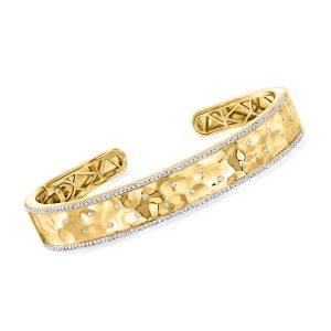 .75 ct. t.w. Scattered-Diamond Cuff Bracelet in 18kt Gold Over Sterling. 7"