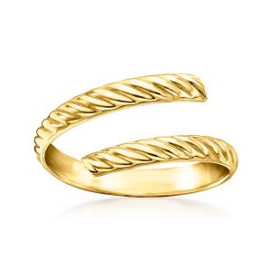 Italian 14kt Yellow Gold Ribbed Bypass Ring
