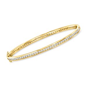 1.70 ct. t.w. CZ Eternity Bangle Bracelet in 18kt Gold Over Sterling