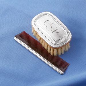 Gorham Boy's Beaded Sterling Silver Personalized Brush and Comb Set