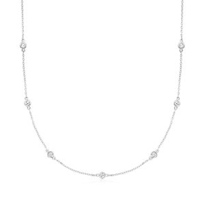 1.00 ct. t.w. Moissanite Station Necklace in Sterling Silver