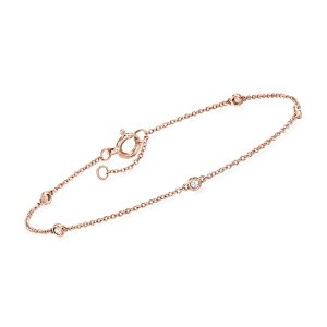 .10 ct. t.w. Diamond Station Bracelet in 14kt Rose Gold. 6.5"