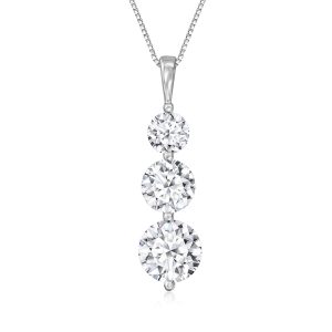 3.00 ct. t.w. Lab-Grown Diamond Three-Stone Pendant Necklace in 14kt White Gold