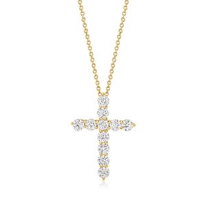 1.00 ct. t.w. Lab-Grown Diamond Cross Pendant Necklace in 14kt Yellow Gold