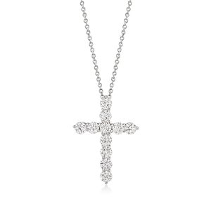 1.00 ct. t.w. Lab-Grown Diamond Cross Pendant Necklace in 14kt White Gold