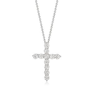 1.00 ct. t.w. Lab-Grown Diamond Cross Pendant Necklace in 14kt White Gold