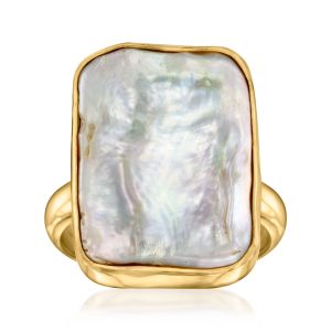 14x18mm Cultured Pearl Ring in 18kt Gold Over Sterling