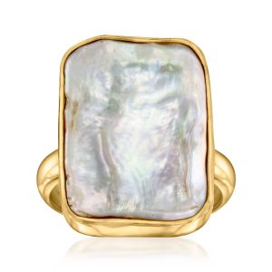 14x18mm Cultured Pearl Ring in 18kt Gold Over Sterling