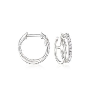 .15 ct. t.w. Diamond Dual-Hoop Earrings in Sterling Silver. 1/2"