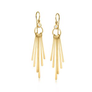 14kt Yellow Gold Multi-Bar Drop Earrings with Diamonds